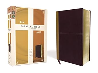 KJV Amplified Parallel Bible Large Print Tan, Camel Burgundy