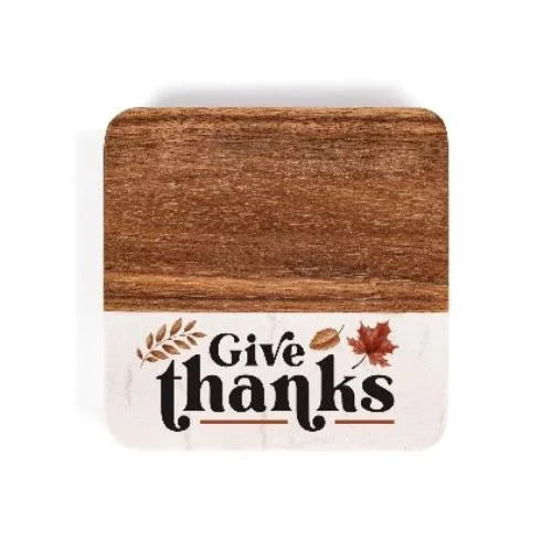 Give Thanks Coaster Set (Wood & Marble)