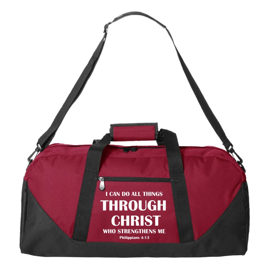 I Can Do All Things Through Christ Duffle Bag (Red)