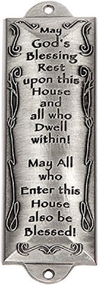 Bless This House Pewter Mezuzah Plaque (Wall Mount)