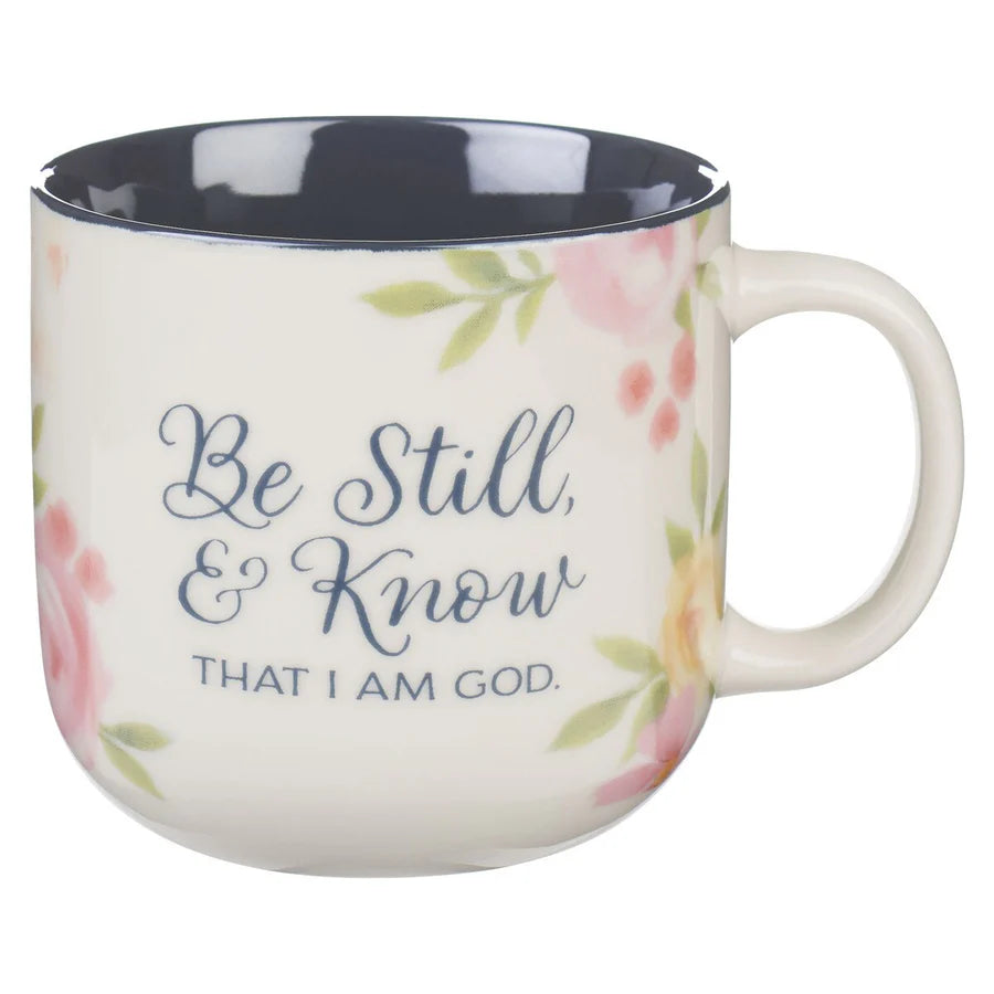 Be Still and Know Peonies Ceramic Coffee Mug - Psalm 46:10