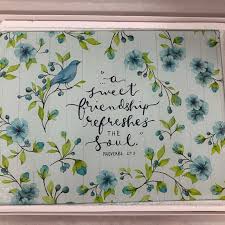 A Sweet Friendship Large Glass Cutting Board- Proverbs 27:9