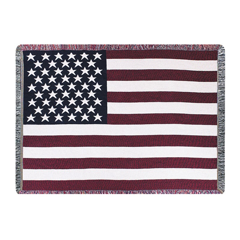USA Flag 2.5 Layer Tapestry Throw w/Fringe- 46" X 60"