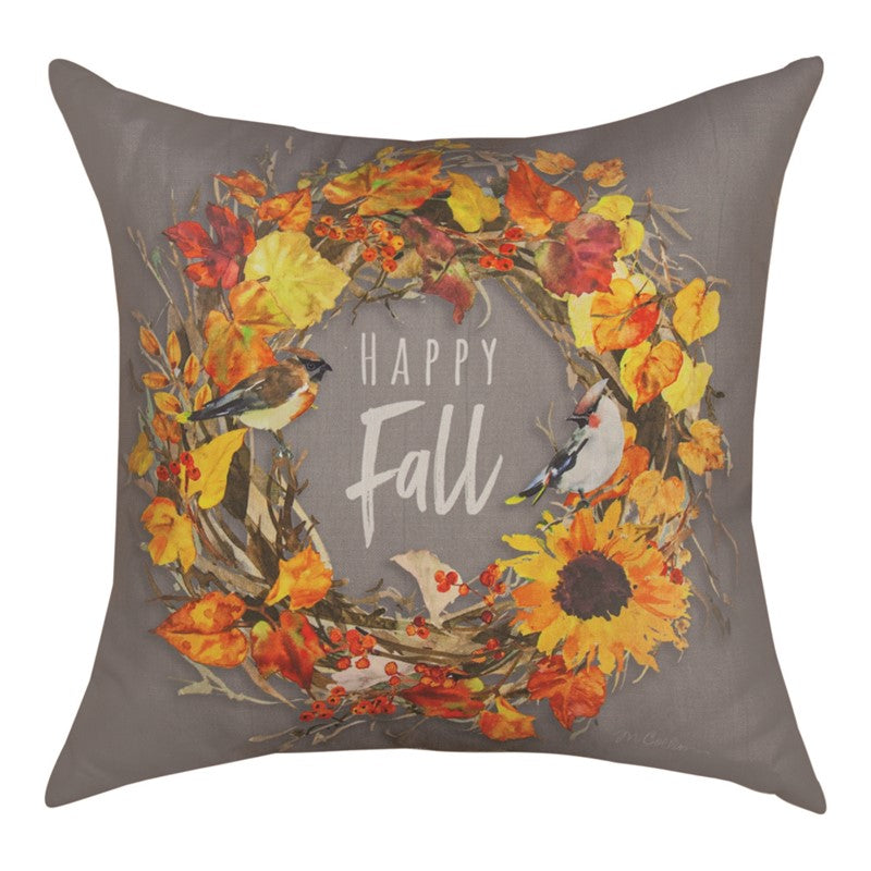 Happy Fall Wreaths Climaweave Inside/Outside Pillow