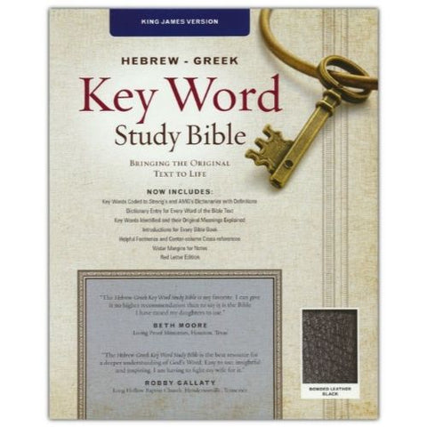 KJV Hebrew-Greek Key Word Study Bible,  Genuine Black Leather Thumb Index