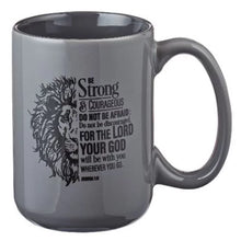 Be Strong Lion Grey Coffee Mug- Josué 1:9