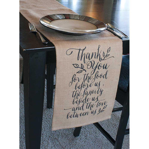 Thank You Jute Fabric Table Runner, 72 x 12 in.