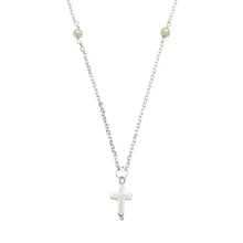 Blessing Silver and Pearl Cross Necklace