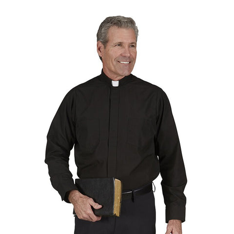 Comfort Shirt Long Sleeve Clergy Shirt Black