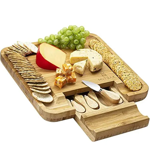 Mitbak Bamboo Charcuterie Board with Cheese Knives Set