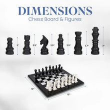 Black & White Marble Chess Set with Luxury Velvet Case