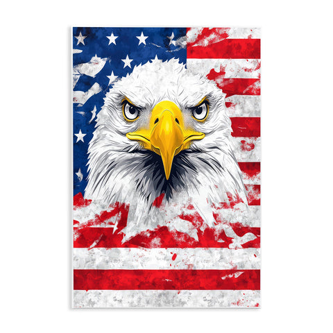 Patriotic Bald Eagle Flag - Unframed Wall Art 10X15