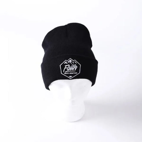 Faith Moves Mountains Black Beanie