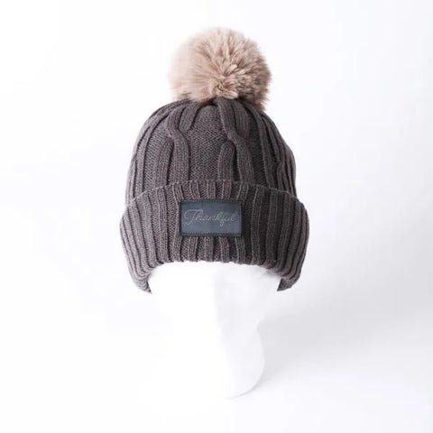 Grey Thankful Beanie