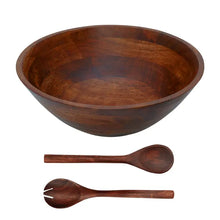 Large Wooden Salad Bowl Set w/ Spoon & Fork ( can be used for Nuts, Fruits and More)