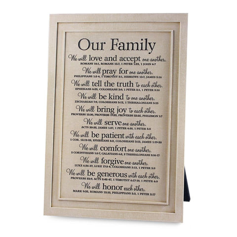 Tabletop Word Plaque Our Family 12