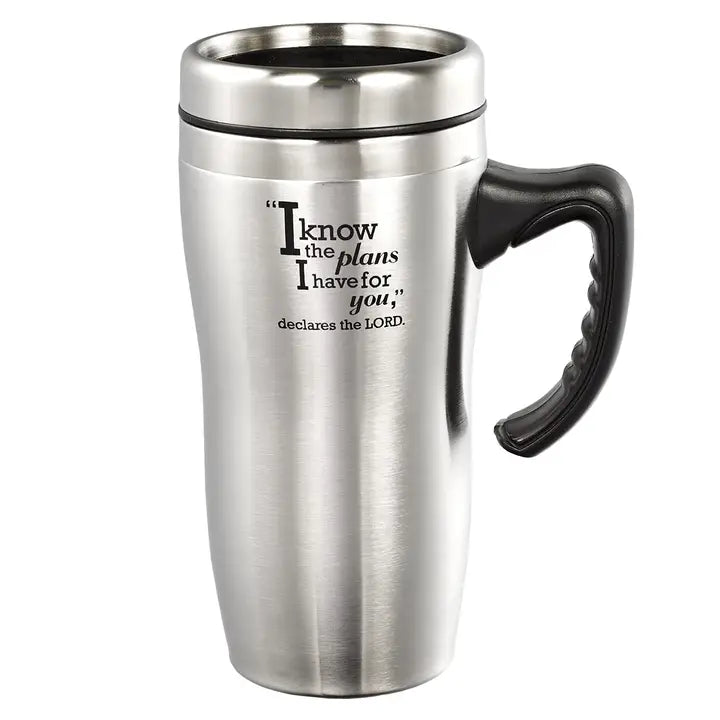 I Know the Plans Jer. 29:11 Silver Stainless Steel Travel Mug