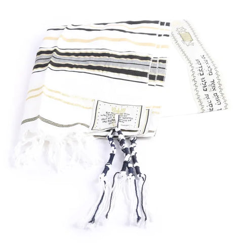 Traditional Messianic with Tallit Black/Gold Prayer Shawl with Matching Bag