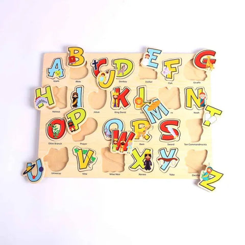 Bible Inspired ABC’S Wood Puzzle, 26 Smooth Pieces