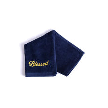 Towel with Blessed letters in Gold Embroidered Letters