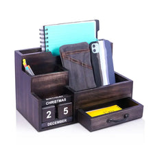 Mango Wood Perpetual Calendar Desk Organizer