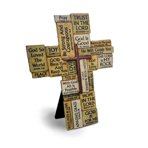 Stacked Scripture Stones Desktop/Hanging Cross