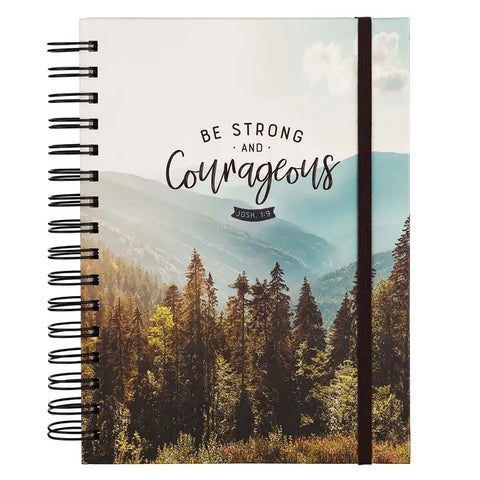 Be Strong and Courageous Large Wirebound Journal with Elastic