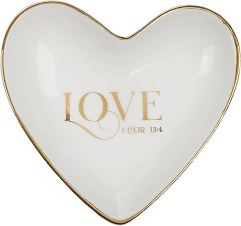 Love White Ceramic Trinket Tray - 1 Corinthians 13:4