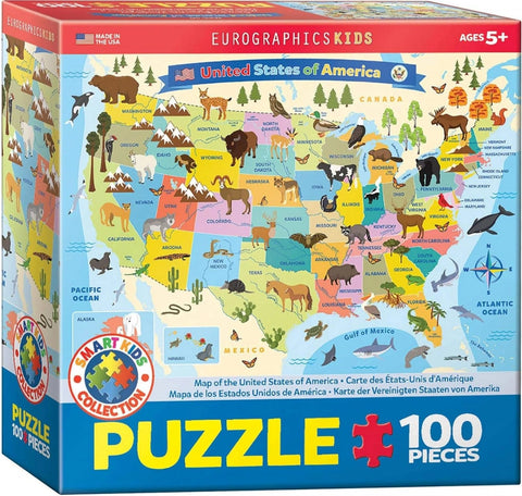 Illustrated Map of the United States of America (100 PC) Puzzle