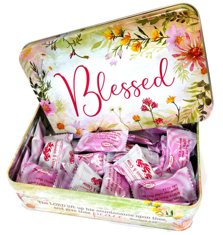 Blessed (Strawberry & Cream) Scripture Hard Candy in a Tin Can