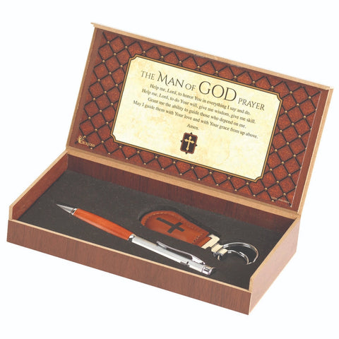 Man of God Pen Key Chain with Cross and Prayer