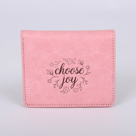 Women's PU Leather Wallet Choose Joy Pink