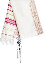 Mantón de oración Tallit rosa/dorado y bolsa a juego con cremallera