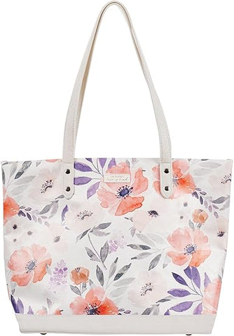 Love is Patient Coral Poppy Canvas Tote Bag for Women