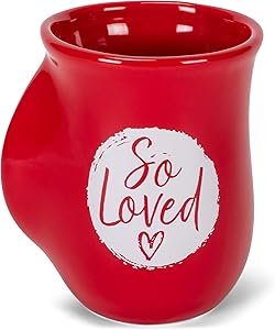 So Loved Heart Crimson Red 14 Ounce Ceramic Handwarmer Mug