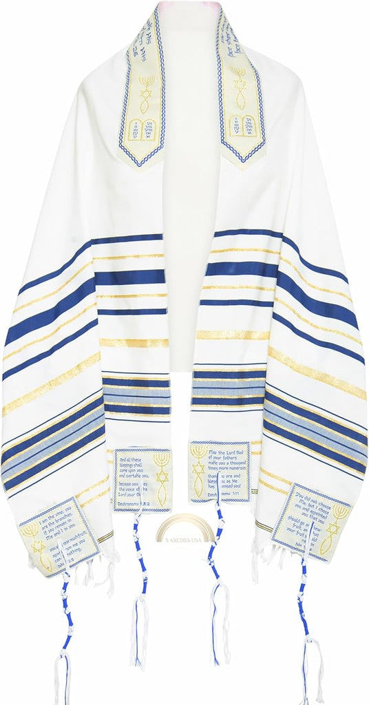 The Blessing Tallit Messianic Prayer Shawl Christian Navy Blue Messianic Tallit with Bag
