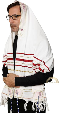 The Blood of Yeshua The Messiah Red Prayer Shawl Messianic Tallit with Matching Bag