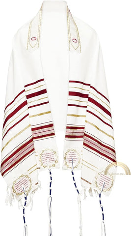 The Blood of Yeshua The Messiah Red Prayer Shawl Messianic Tallit with Matching Bag