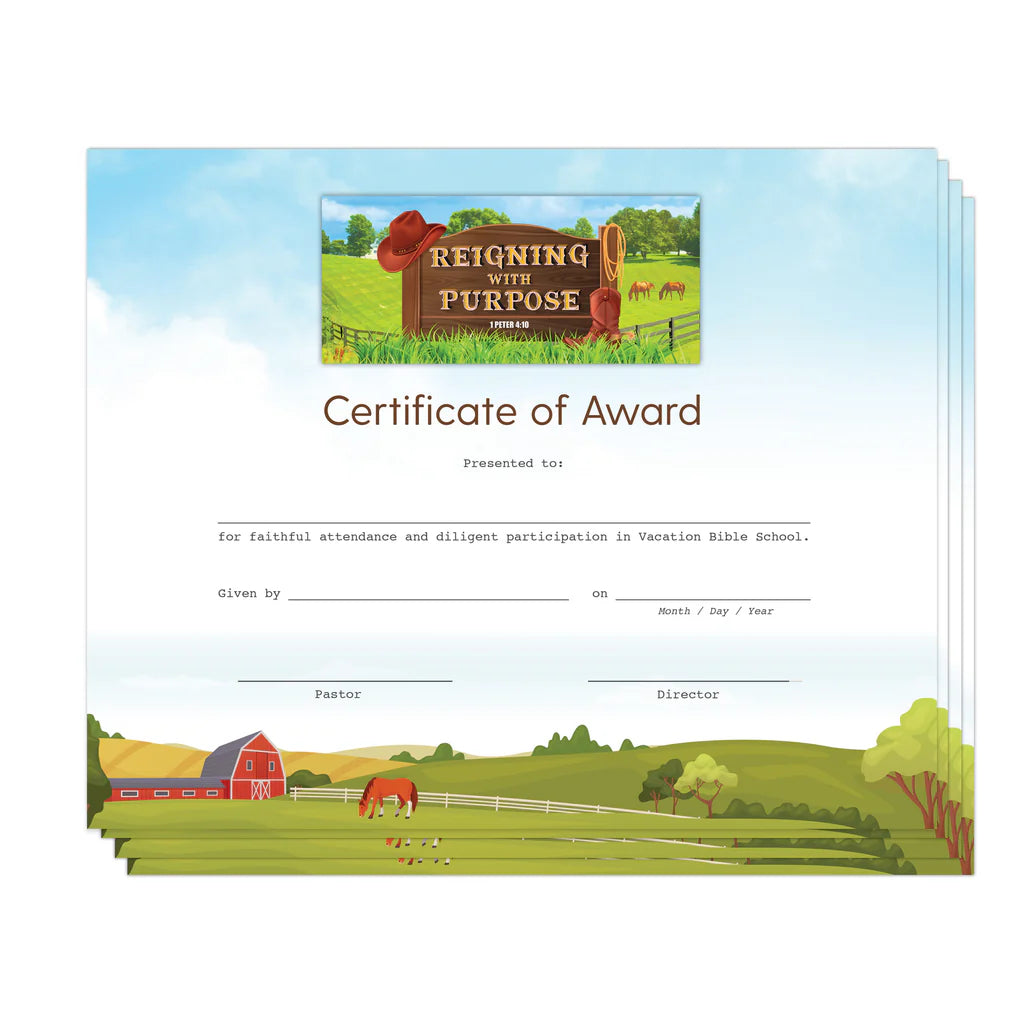 Reigning with Purpose: VBS Certificate of Award, Package of 6