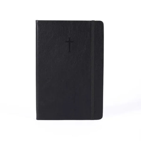 Black Cross Wineskin Hardcover, Imitation Leather Exterior Journal with Elastic Pen Loop, 420 Pages