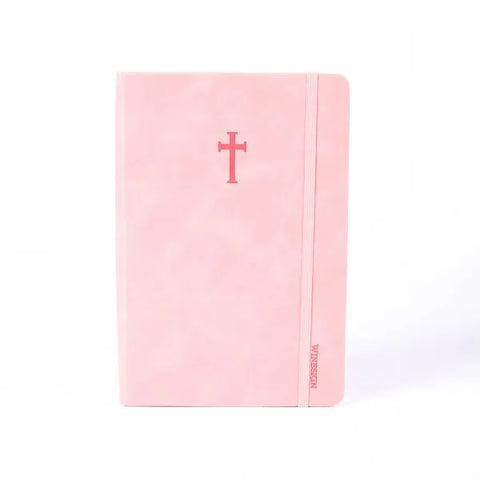 Rose Color with Cross Wineskin Journal w/Elastic Pen Loop, Hardcover, 420 Pages