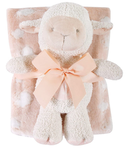 Snuggle Fleece Crib Blanket And Plush Toy Set (Pink Lamb) 30