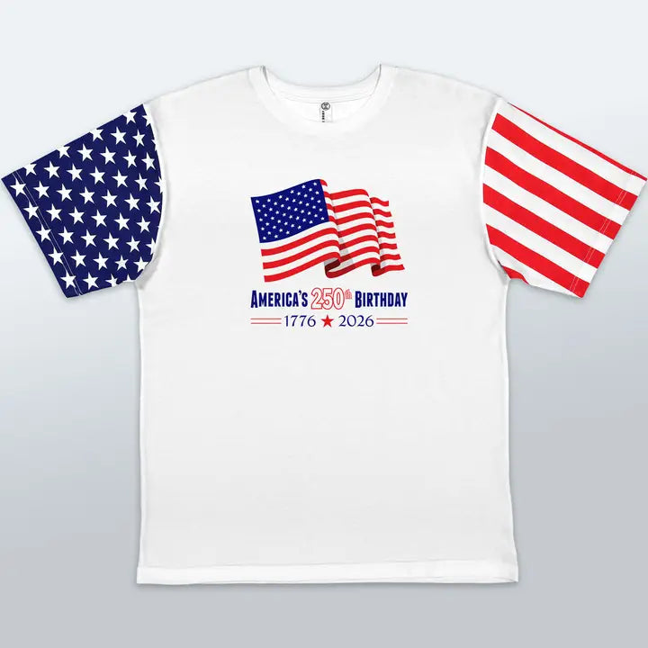 Stars & Stripes USA 250th Anniversary Flag T-Shirt Adult