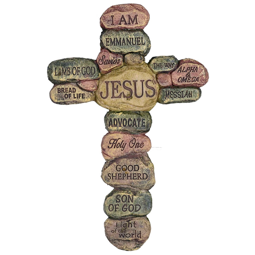 Names of Jesus Wall Resin Cross 10"