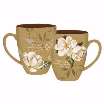 Grandiflora Magnolia 15 oz. Mug w/All Things Are Possible Scripture Inscription