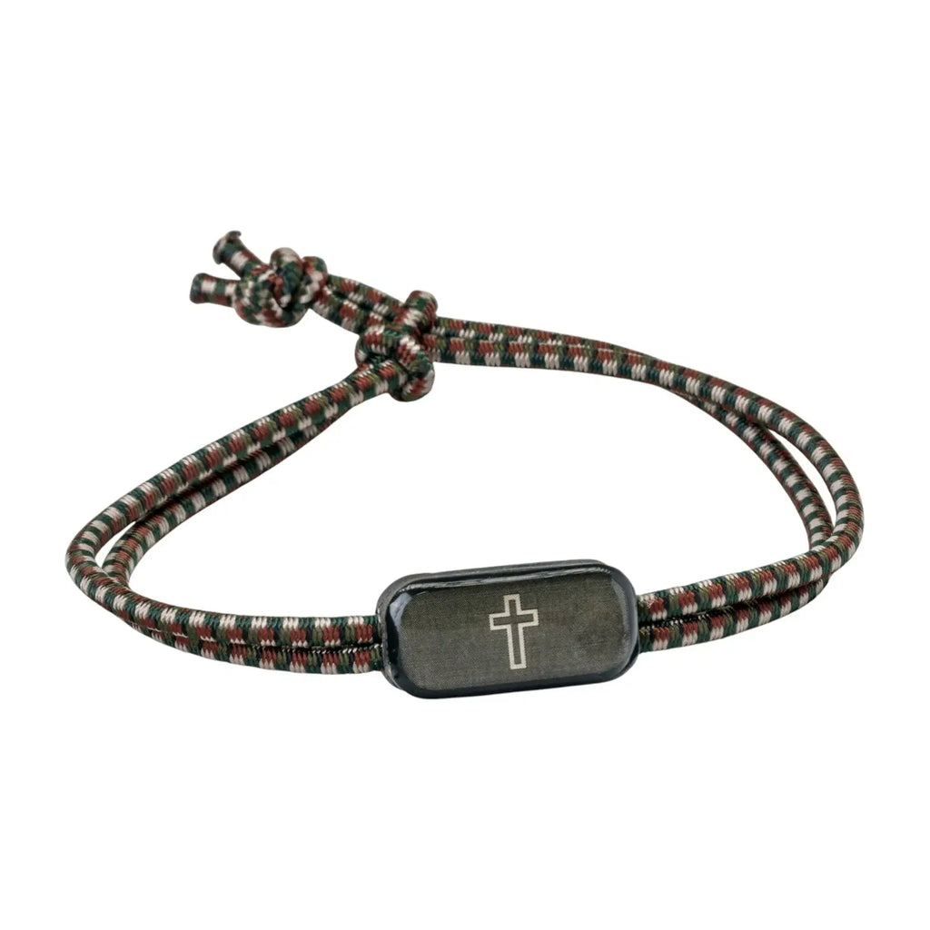 Tap To Pray® Survivor Series Tactical Bracelet, Camo Green + Cross