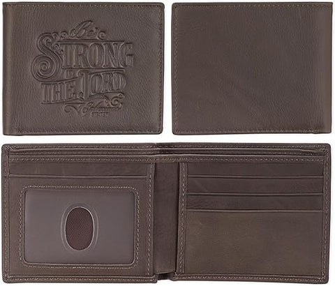 Be Strong in the Lord Charcoal-Brown Genuine Leather Wallet with RDIF Blocking - Ephesians 6:10