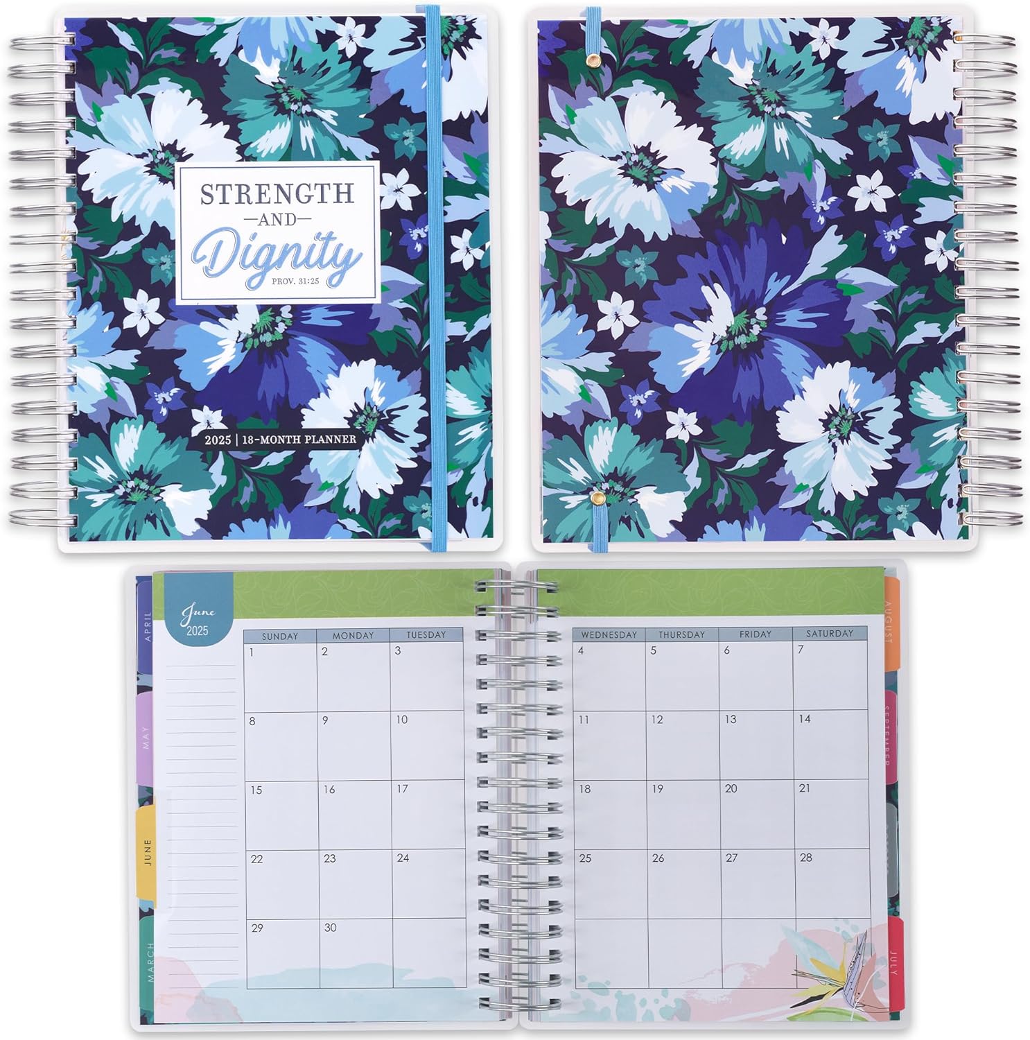 Strength and Dignity 18-Month Planner with Elastic Closure - Proverbs 31:25