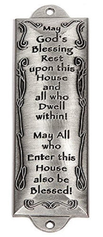 Bless This House Pewter Mezuzah Plaque (Wall Mount)