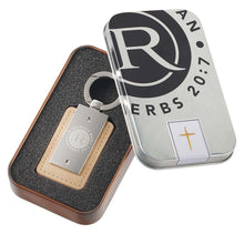 Righteous Man Key Ring in Tin- Proverbs 20:7